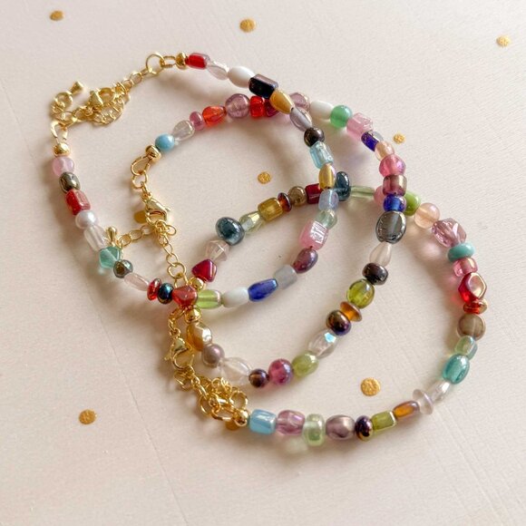 Handmade Jewelry - Handmade Adjustable Y2K Colourful Beaded Bracelet